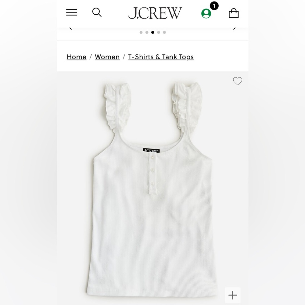 JCrew- Scrunchie-strap henley tank in vintage rib- White- Size L- NWT